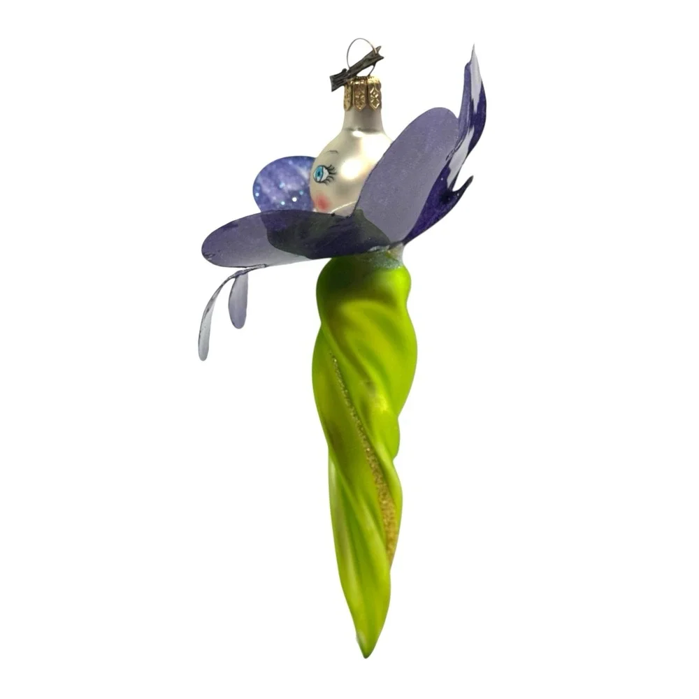 Laved Italy Blown Glass Anthropomorphic Flower 2003 Xmas Ornament Neiman‎ Marcus